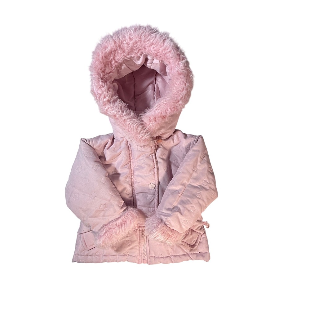 La Petite Rothschild Puffer Jacket Kids 12M Pink Excellent Faux‎ Fur Star Coat